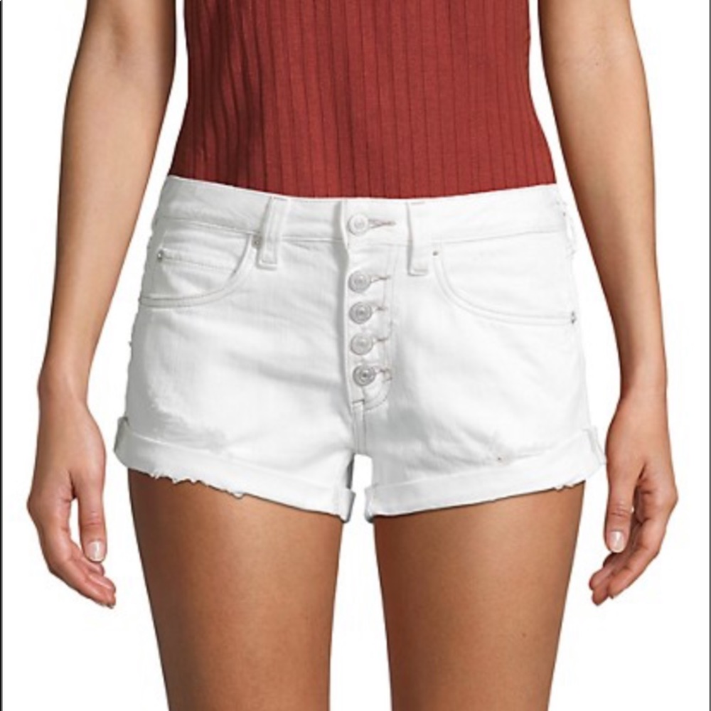 Free people white button up shorts